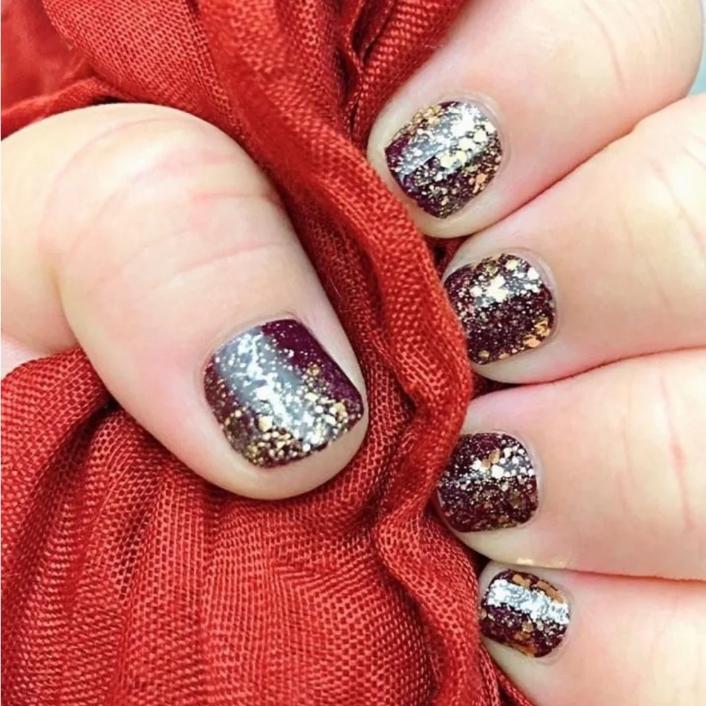 *Retired, HTF* Color Street: Best in Show | Maroon Gold Glitter Fall Autumn - Picture 11 of 11